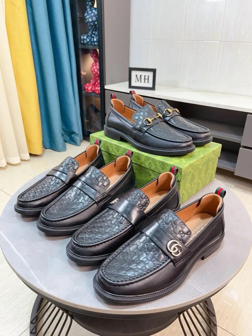 Men's shoes 💰500🌹🌹[GUCCI Gucci] A new style of formal men's leather shoes is coming ~ The original quality upper is made of Italian cowhide➕The leather is soft and delicate, comfortable and soft. The top layer of genuine leather, rubber wear-resistant outsole, the shoe shape is dignified and domineering, and the luxury charm is not concealed! The natural and free nouveau riche leads the trend. Code number: 38-44